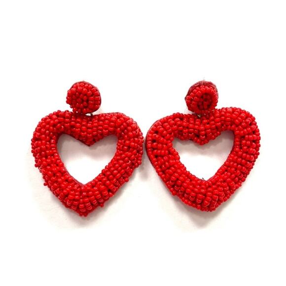 Beaded Heart Earrings - Picture 1 of 4